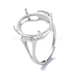 Adjustable 925 Sterling Silver Ring Components, with Cubic Zirconia, For Half Drilled Beads, Real Platinum Plated, 1.5~6.5mm, Inner Diameter: 18.2mm(STER-K179-23P)