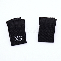 Clothing Size Labels, Woven Crafting Craft Labels, for Clothing Sewing, XS, Black, 39x10x0.2mm, about 100pcs/bag(FIND-WH0047-21-XS)