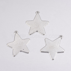 Tibetan Style Alloy Stamping Blank Tag Pendants, Lead Free, Cadmium Free and Nickel Free, Star, Antique Silver, 28mm long, 26mm wide, 1mm thick, hole: 1.5mm(X-EA085Y-NF)