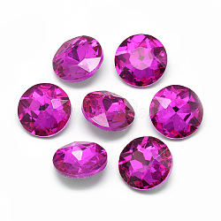 Pointed Back Glass Rhinestone Cabochons, Back Plated, Faceted, Flat Round, Camellia, 8x3.5mm(RGLA-T029-8mm-10)
