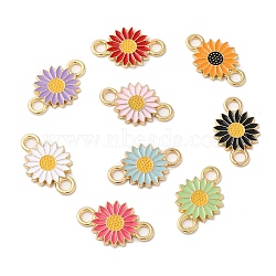 Alloy Enamel Links Connector, Connector Charms, Flower, Mixed Color, 21x13x1.5mm, Hole: 2.5mm(PALLOY-M212-02G)