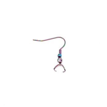 304 Stainless Steel Earring Hooks, with Ice Pick Pinch Bails, Rainbow Color, 28x21x3.4mm, Pin: 0.5mm