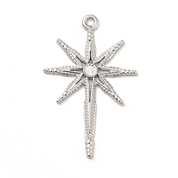 304 Stainless Steel Pendants, Star Charms, Stainless Steel Color, 40x25x2mm, Hole: 2mm