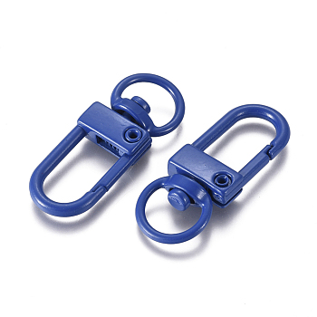 Baking Painted Alloy Swivel Clasps, Swivel Snap Hook, with Iron Findings, Royal Blue, 33.5x13x5mm, Hole: 6x9.5mm