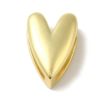 Rack Plating Brass Beads, Cadmium Free & Lead Free, Long-Lasting Plated, Heart, Real 18K Gold Plated, 15x10x7mm, Hole: 12.5x3mm