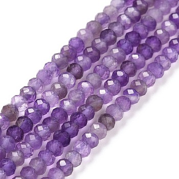 Natural Amethyst Beads Strands, Faceted, Rondelle, 3x2mm, Hole: 0.3mm, about 188pcs/strand, 15.55''(39.5cm)