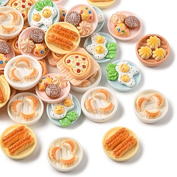 20Pcs Mini Food Theme Resin Cabochons, Mixed Shapes, Mixed Color, 19x19x7~8mm