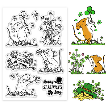 Custom PVC Plastic Clear Stamps, for DIY Scrapbooking, Photo Album Decorative, Cards Making, Mouse, 160x110mm