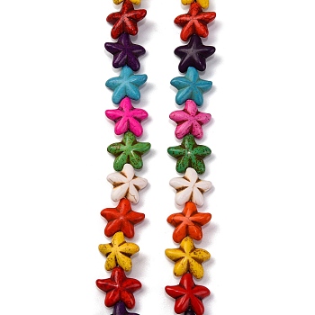 Synthetic Turquoise Beads Strands, Dyed, Starfish, Mixed Color, 21x21x8mm, Hole: 1mm, about 324pcs/1000g