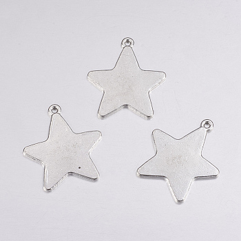 Tibetan Style Alloy Stamping Blank Tag Pendants, Lead Free, Cadmium Free and Nickel Free, Star, Antique Silver, 28mm long, 26mm wide, 1mm thick, hole: 1.5mm