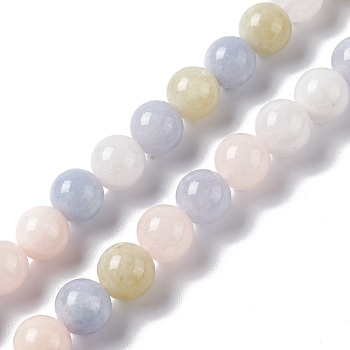 Natural Jade Imitation Morganite Beads Strands, Dyed, Round, 10mm, Hole: 1.2mm, about 38pcs/strand, 15.16''(38.5cm)
