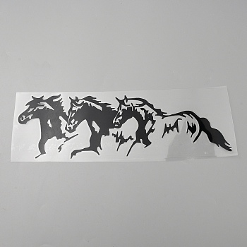 PET Cartoon Self Adhesive Car Stickers, Waterproof Horse Car Decorative Decals for Car Decoration, Black, 88x255x0.25mm