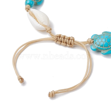 Natural Shell & Synthetic Turquoise Braided Bead Bracelets(AJEW-AN00562-02)-4