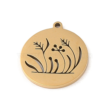 Real 18K Gold Plated Flat Round 201 Stainless Steel Pendants