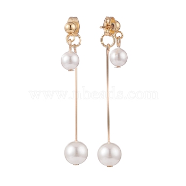 Aretes colgantes con perla de concha doble(EJEW-TA00070)-2