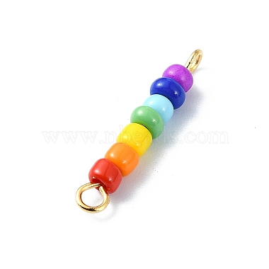 Chakra Glass Seed Beaded Connector Charms(PALLOY-JF02530-02)-3