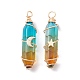 Ensemble de pendentifs en perles à double extrémité en verre bicolore de style 2pcs 2(PALLOY-JF02538-01)-1