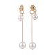 Aretes colgantes con perla de concha doble(EJEW-TA00070)-2