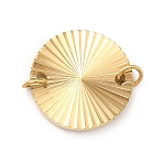 Ion Plating(IP) 304 Stainless Steel Connector Charms, with Open Jump Rings, Flat Round Links, Real 14K Gold Plated, 12x1mm, Hole: 1.2mm(STAS-G295-18G)