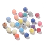 Flocky Opaque Acrylic Beads, Round, Mixed Color, 16mm, Hole: 2mm(OACR-I026-01E)