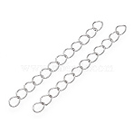 Iron Chain Extender, Curb Chains, Nickel Free, Platinum, 70mm, Link: 5~5.5x3.5~4x0.5mm(IFIN-T007-11P-NF)