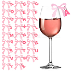 1 Bag Acrylic Wine Glass Charms, Drink Marker, bowknot with Letter A~Z, with Iron Ring, Pearl Pink, 50x49x2.5mm, 26pcs/bag(OACR-OC0001-27)