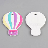 Food Grade Eco-Friendly Silicone Big Pendants, Top Drilled, Chewing Beads For Teethers, DIY Nursing Necklaces Making, Hot Air Balloon, Orchid, 90x71~72x9mm, Hole: 6x8mm(SIL-N002-06A)