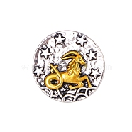 Constellation Alloy Pins, Round Brooch, Zodiac Sign Badge for Clothes Backpack, Capricorn, 18mm(PW-WG22693-10)