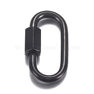 304 Stainless Steel Screw Carabiner Lock Charms, for Necklaces Making, Oval, Electrophoresis Black, 26x13x2mm, Screw: 7x4.5mm(STAS-H107-04B-B)