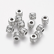 Tibetan Style Beads, Zinc Alloy, Lead Free & Cadmium Free, Column, Antique Silver, 6x6.5mm, Hole: 2~3mm(LF0089Y)