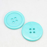 Resin Buttons, Dyed, Flat Round, Cyan, 22x3mm, Hole: 2mm, 195pcs/bag(RESI-D030-22mm-11)