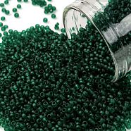 TOHO Round Seed Beads, Japanese Seed Beads, (939F) Transparent Frost Green Emerald, 15/0, 1.5mm, Hole: 0.7mm, about 15000pcs/50g(SEED-XTR15-0939F)
