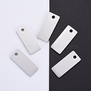 304 Stainless Steel Pendants, Manual Polishing, Blank Stamping Tags, Rectangle, Stainless Steel Color, 21x9x1.8mm, Hole: 1mm(STAS-I140-22A)