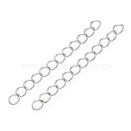 Iron Chain Extender, Curb Chains, Nickel Free, Platinum, 70mm, Link: 5~5.5x3.5~4x0.5mm(IFIN-T007-11P-NF)