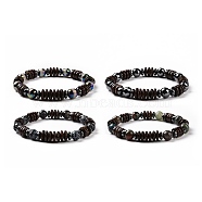 4Pcs Natural Crackle Agate & Indian Agate & Natural Agate & Synthetic Hematite and Coconut Beads Stretch Bracelets Set for Women Men, Inner Diameter: 2-1/8 inch(5.5cm)(BJEW-JB08937)