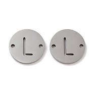 Non-Tarnish 201 Stainless Steel Hollow Flat Round Links, Letter Connector Charms, Stainless Steel Color, Letter L, 12x1mm, Hole: 1.2mm(FIND-R149-03L-P)