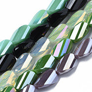 Glass Beads Strands, Faceted, Twist, Mixed Color, 13.5x8x6mm, Hole: 1.2mm, about 50pcs/strand, 27.17 inch(69cm)(EGLA-S194-11A)
