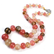 Tigerskin Glass Rondelle Graduated Beaded Necklaces for Women Men, 19.49 inch(49.5cm)(NJEW-K388-02P)