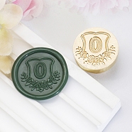 Golden Tone Round Wax Seal Brass Stamp Heads, for Wax Seal Stamp, Flower with Letter Pattern, Letter O, 20x14mm, Inner Diameter: 7mm(AJEW-Z034-02G-O)