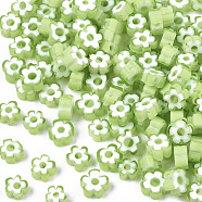 Glass Beads, Flower, Light Green, 5~7x5~7x2~3mm, Hole: 1mm(GLAA-T019-02-C01)