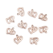 Alloy Pendants, Heart to Heart, Rose Gold, 18x18x2mm, Hole: 1mm(PALLOY-F053-01RG-AAA)