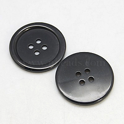Resin Buttons, Dyed, Flat Round, Black, 34x4mm, Hole: 3mm(X-RESI-D030-34mm-02)