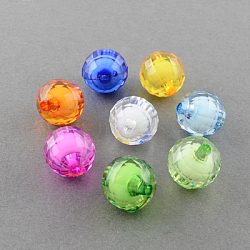 Transparent Acrylic Beads, Bead in Bead, Faceted, Round, Mixed Color, 16mm, Hole: 2mm, about 220pcs/500g(TACR-S086-16mm-M)