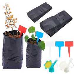 Elite 200Pcs Rectangle Plastic Planting Bag, with 2Pcs 2 Colors Bottle Cap Sprinkler and 30Pcs Plastic Plant Labels, for Seed Potted Herbs Flowers Vegetables, Mixed Color, 250x100x0.1mm(FIND-PH0002-87)