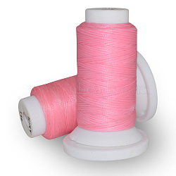 Flat Waxed Polyester Cord, for Leather Sewing Stitching, Flamingo, 0.8mm, about 54.68 yards(50m)/roll(OCOR-E021-A14)