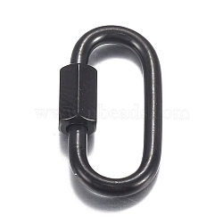 304 Stainless Steel Screw Carabiner Lock Charms, for Necklaces Making, Quick Links, Oval, Electrophoresis Black, 26x13x2mm, Screw: 7x4.5mm(STAS-H107-04B-B)