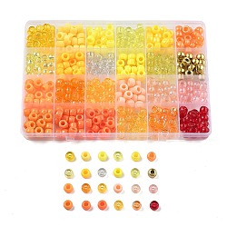 24 Styles DIY Acrylic & PP Plastic Pony Beads Jewelry Making Finding Kits, Yellow, 9x6mm, Hole: 3.5mm, about 769pcs/set(DIY-L073-08C)