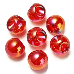 UV Plating Rainbow Iridescent Acrylic Beads, Round, Top Drilled, Red, 20x20x20mm, Hole: 3mm(OACR-G012-06D)