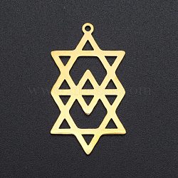 201 Stainless Steel Pendants, Laser Cut, Star of David, Golden, 35.5x20x1mm, Hole: 1.5mm(STAS-S105-LA235)