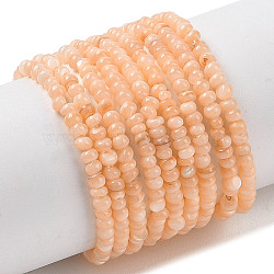 Natural Freshwater Shell Beads Strands, Dyed, Rondelle, PeachPuff, 2x1mm, Hole: 0.5mm, about 231~235pcs/strand, 14.96''(38cm)(SHEL-P017-01A-12)